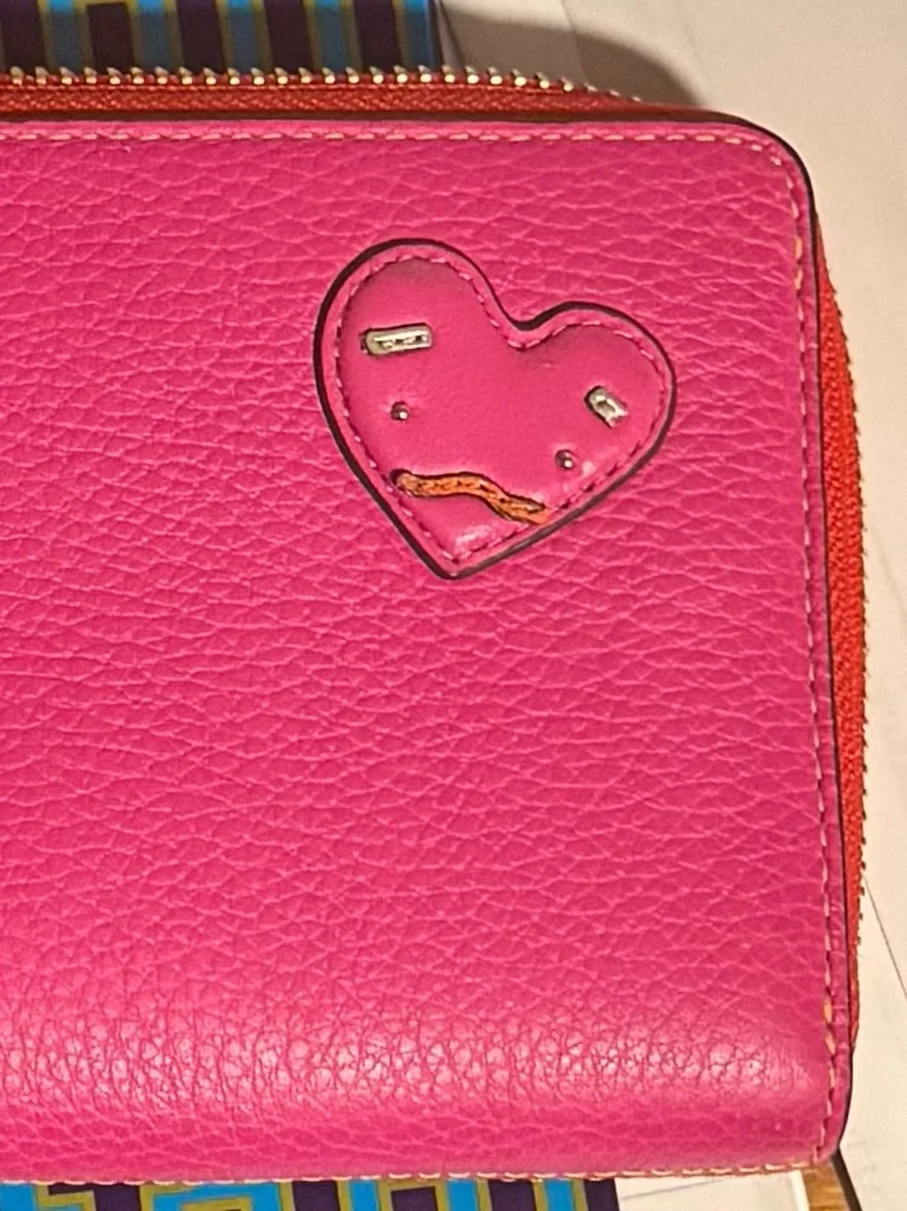 Tory Burch Perry Patchwork Hearts zip continental wallet with heart zipper pull